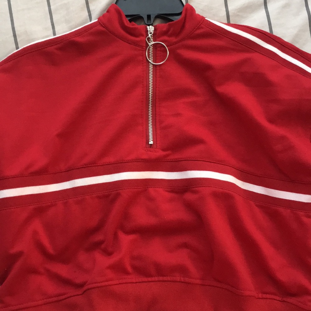 Romwe red zip sweatshirt